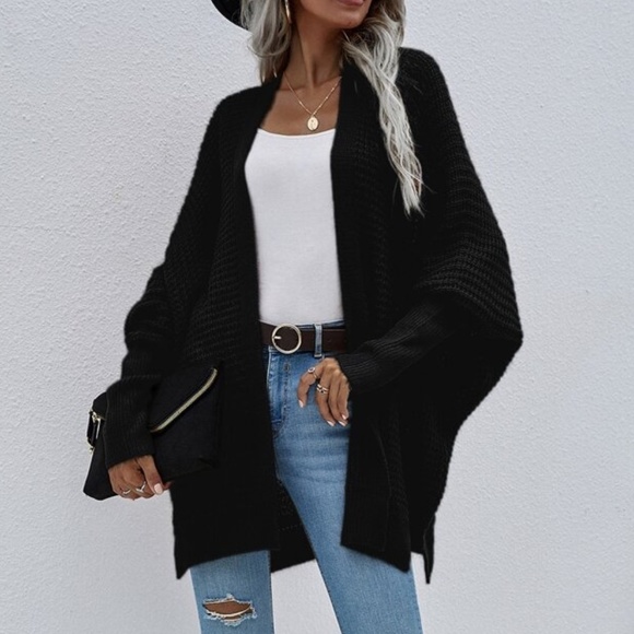 Cozy Rust Brown Dolman Sleeve Open Front cardigan - Picture 7 of 8